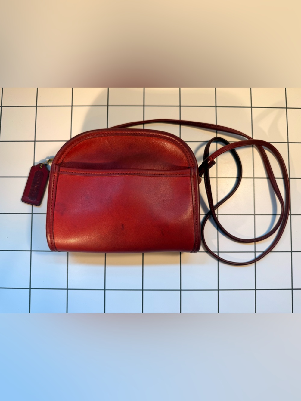 Vintage Coach 9017 Abbie Zip crossbody bag red leather 1997 - evening bag/clutch